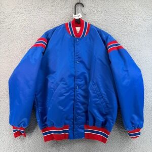 Vtg 90s Game Sportswear Nylon Varsity Jacket Medium Blue Red Bomber Made USA M